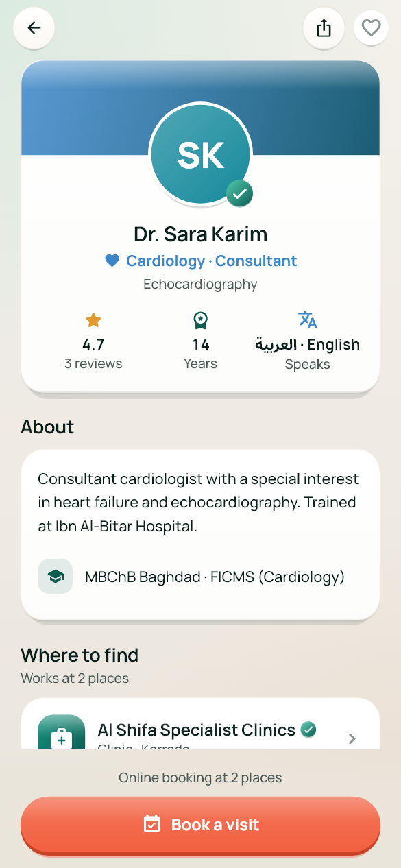 Credentials, clinics & instant booking